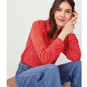 Ann Taylor Geo Print Camp Shirt - NWOT